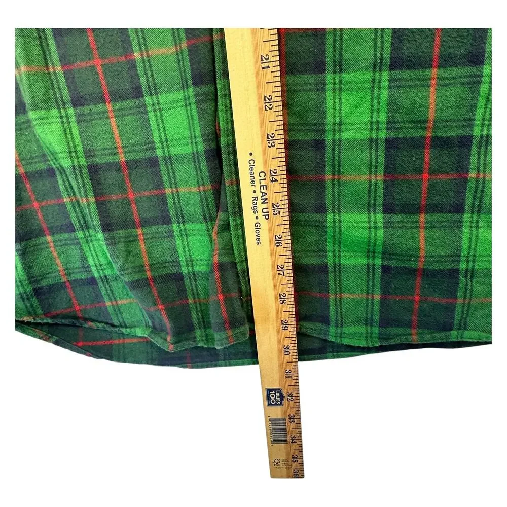 LL Bean Fleece Button Up Shirt - Green Plaid - XL Tall - Picture 4 of 5